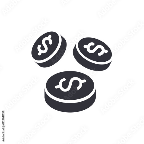 Dollar coin solid icons, minimalist vector illustration ,simple transparent graphic element .Isolated on white background