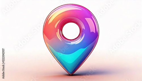 3D map pin icon with a smooth iridescent surface, reflecting vibrant holographic colors in a modern design. Isolated on white background Free Download 3D map pin icon with a smooth iridescent surface, reflecting vibrant holographic colors in a modern design. Isolated on white background - GFXLoad