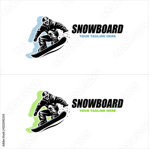 vector set of snowboarding logos, emblems and design elements