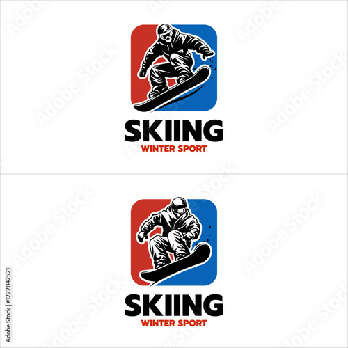 vector set of snowboarding logos, emblems and design elements