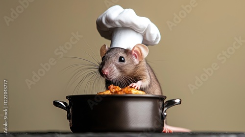 A Charming Rat Chef Preparing a Culinary Delight