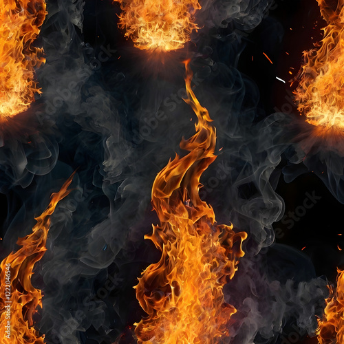 Abstract fire background with flames sparks