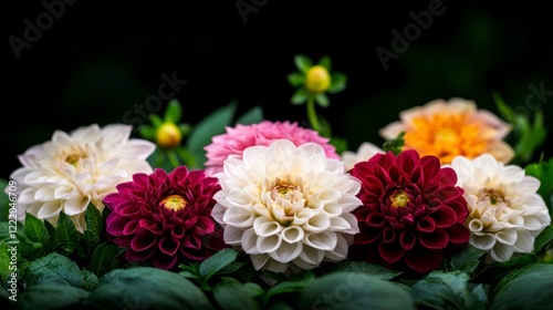 Vibrant Dahlia Flowers Bloom  Closeup  Colorful  Garden  Nature Photography