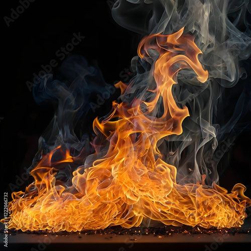 Abstract fire background with flames sparks
