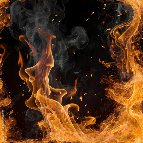 Abstract fire background with flames sparks