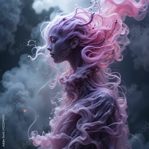 A figure composed of swirling smoke and ash