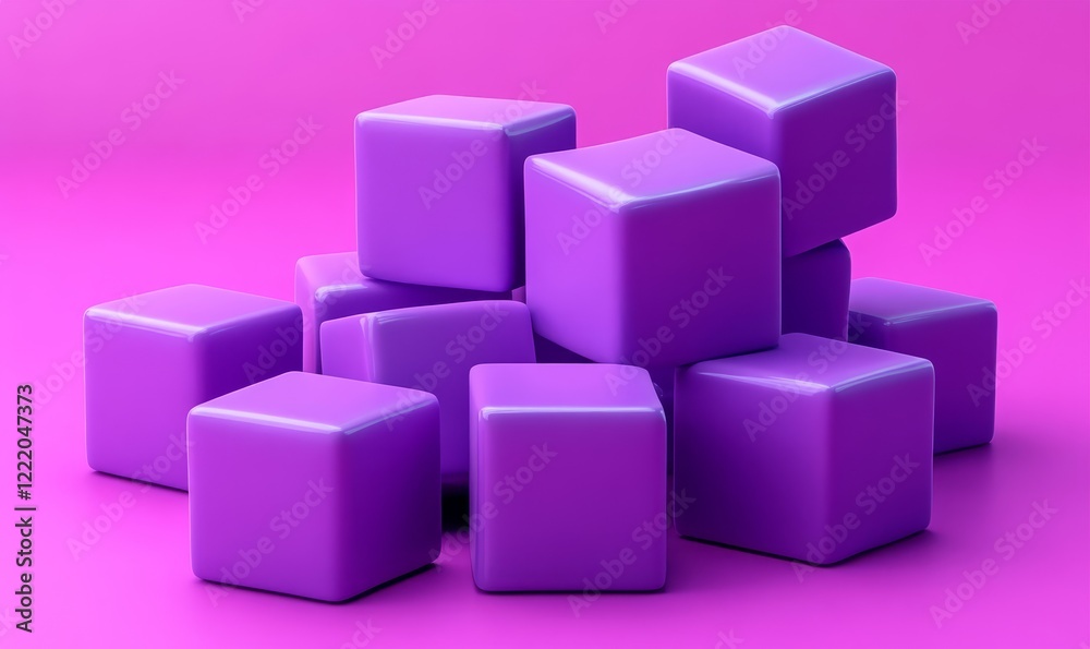 Abstract purple cubes, geometric design, 3d render, Generative AI Abstract purple cubes, geometric design, 3d render, Generative AI