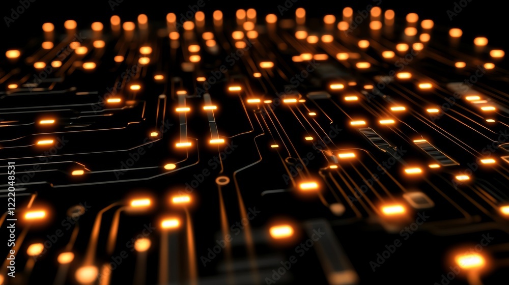 Fototapeta premium Abstract technology background with hi-tech digital data, futuristic network connections, and glowing binary code elements