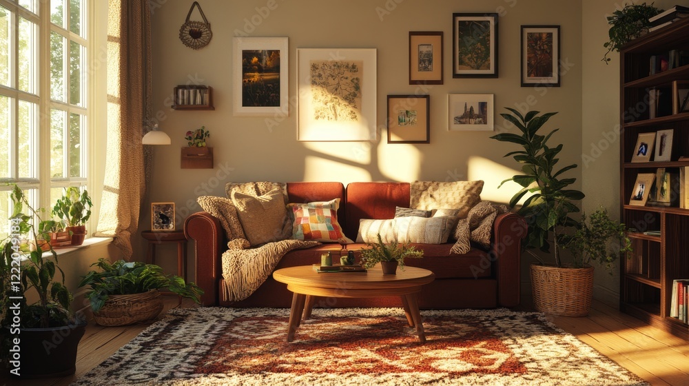 A comfy and inviting small living room with a warm and cozy atmosphere. A comfy and inviting small living room with a warm and cozy atmosphere.