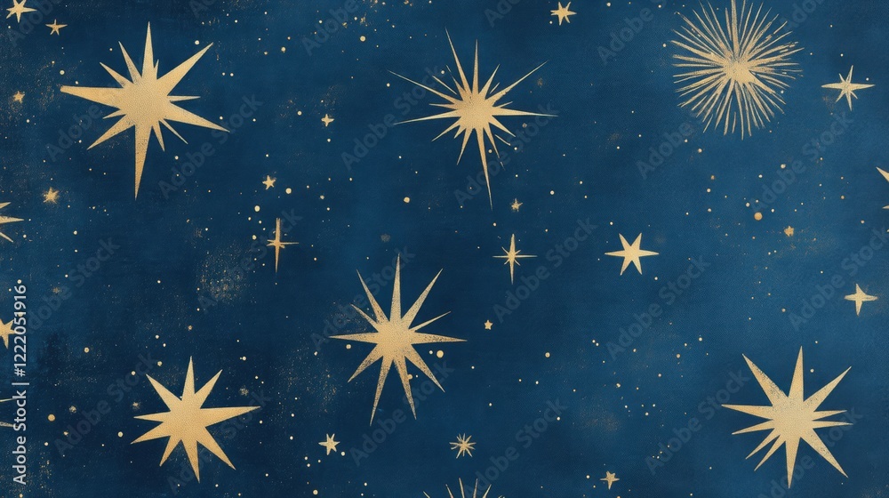 Bohemian wallpaper with celestial star patterns on a midnight blue background Bohemian wallpaper with celestial star patterns on a midnight blue background