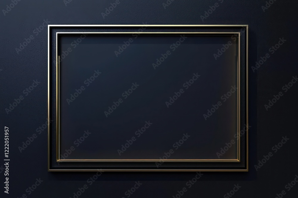 Matte gold borders enhance this symmetrically resting minimalist black frame. Matte gold borders enhance this symmetrically resting minimalist black frame.