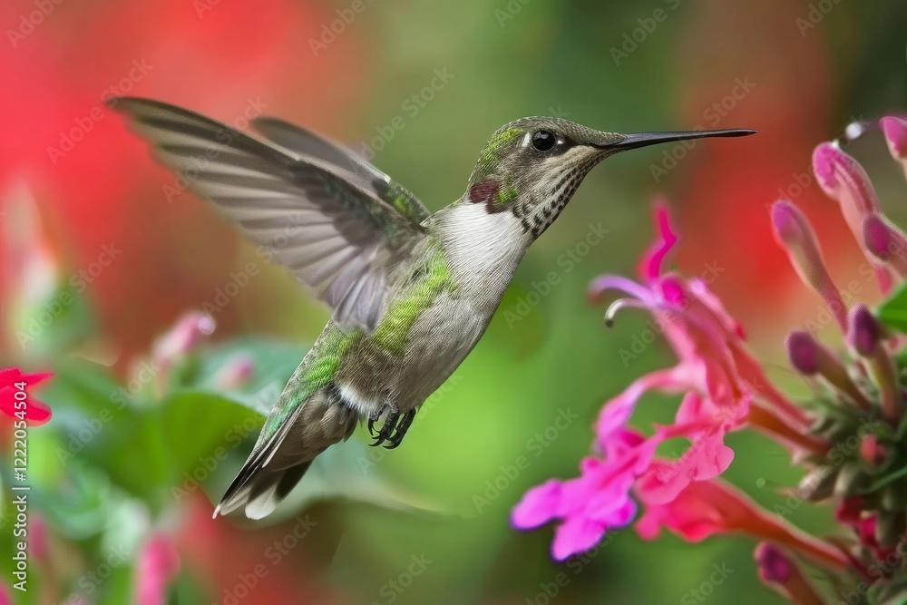 Obraz premium Hummingbird symbolism is seen as a sign of pending death but also a reminder that death isn't the end and is instead the beginning of eternity, 