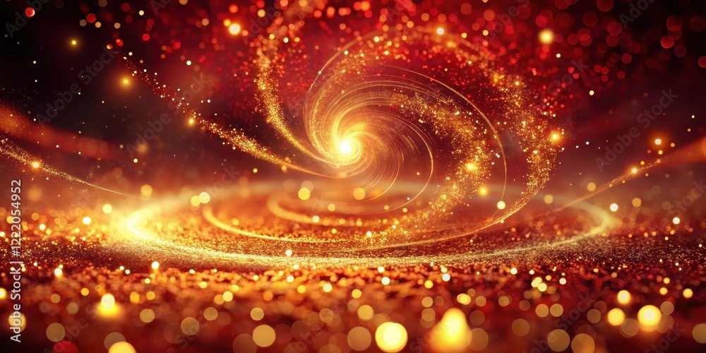Golden Sparkle Vortex A Festive Background of Shimmering Lights and Swirling Dust