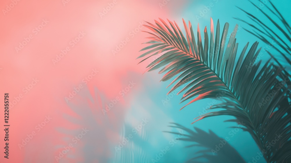 Fototapeta premium Abstract, grainy light across a blush-teal backdrop