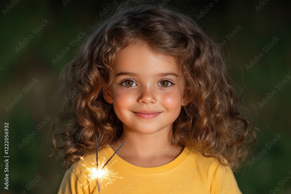 Joyful Child Celebrating July 4th and Memorial Day with Sparkler Joyful Child Celebrating July 4th and Memorial Day with Sparkler