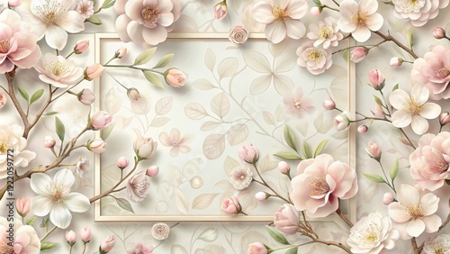 Elegant Pastel Blossoms Frame a Delicate Floral Design