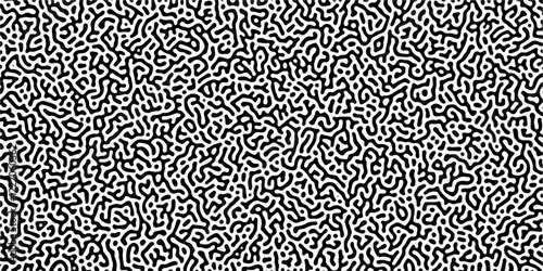 Organic seamless patterns with rounded lines Diffusion reaction background. Monochrome background of natural organic forms motion. Overlay template abstract Turing organic wallpaper background.