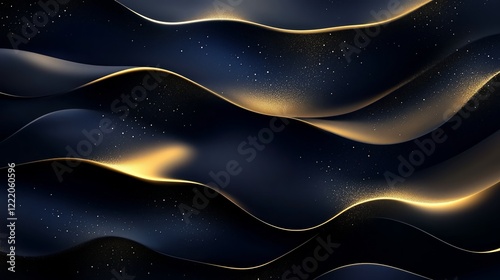 Luxurious gradient background with flowing golden lines - made with Generative AI photo