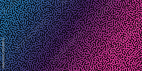 Abstract Reaction-diffusion Turing pattern natural texture purple and pink gradient color scheme. Linear design with biological algorithm psychedelic background. Reaction-diffusion or truing patter