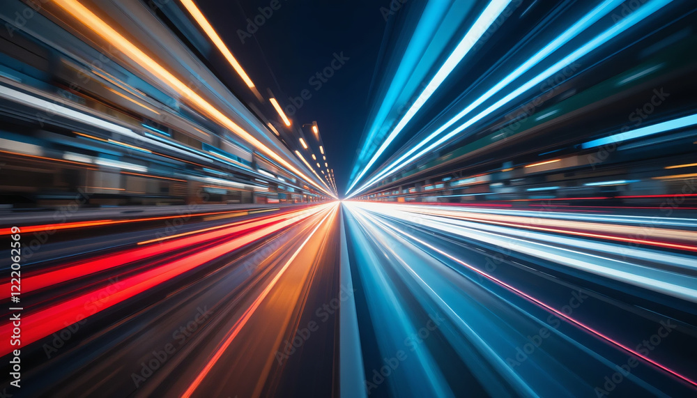 Night Traffic in Motion with Blurred Lights on the Highway Night Traffic in Motion with Blurred Lights on the Highway