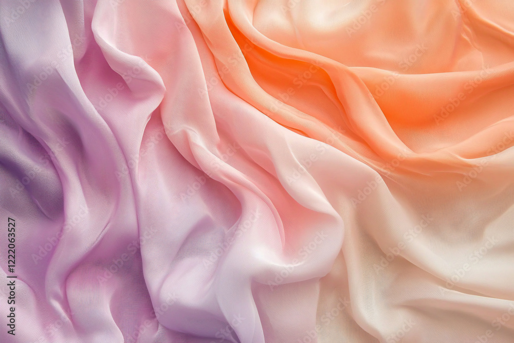 Fototapeta premium Soft, flowing silk fabric in pastel colors, showcasing gentle waves and gradients for textile use
