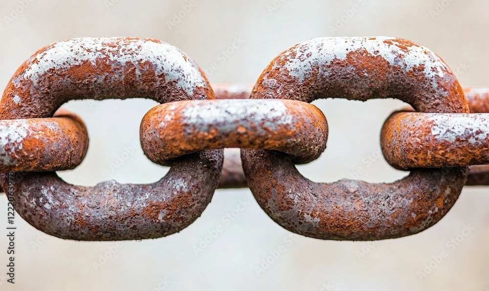 Close-up of rusty chain links against blurred background, ideal for industrial concepts Close-up of rusty chain links against blurred background, ideal for industrial concepts