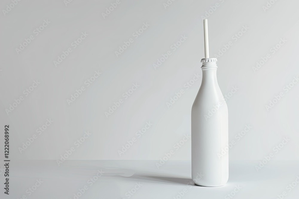 High Resolution Visual of a White Bottle with a Straw in it and a Straw in the Middle High Resolution Visual of a White Bottle with a Straw in it and a Straw in the Middle
