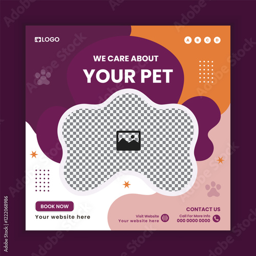 Pet Care and Grooming Service Social Media Post Design or Pet Business Facebook and Instagram Post Square Banner Template