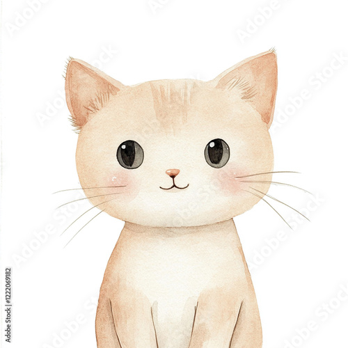 Cute Minimal Isolated Watercolor Kitten Design Whimsical and Playful Art for Pet Lovers Perfect for Nursery Decor Greeting Cards and Animal-Themed Projects