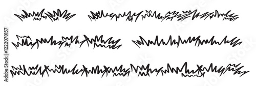 grass doodle outline collection hand drawn style vector illustration