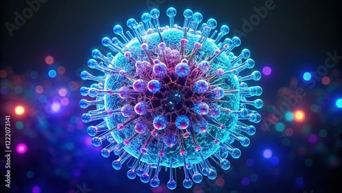 Wallpaper Mural Microscopic Stylized Nanoparticles: Glowing Neon Blue on Transparent Background PNG Torontodigital.ca