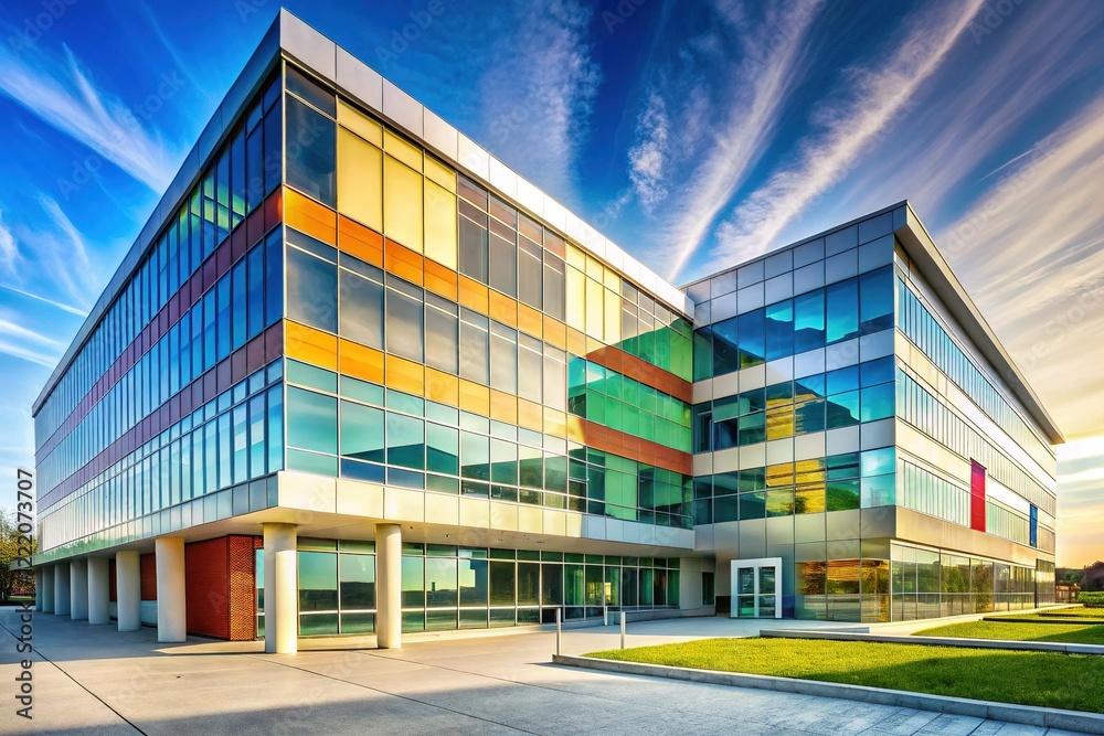 Obraz premium Modern Hospital Exterior Minimalist Architecture Stock Photo