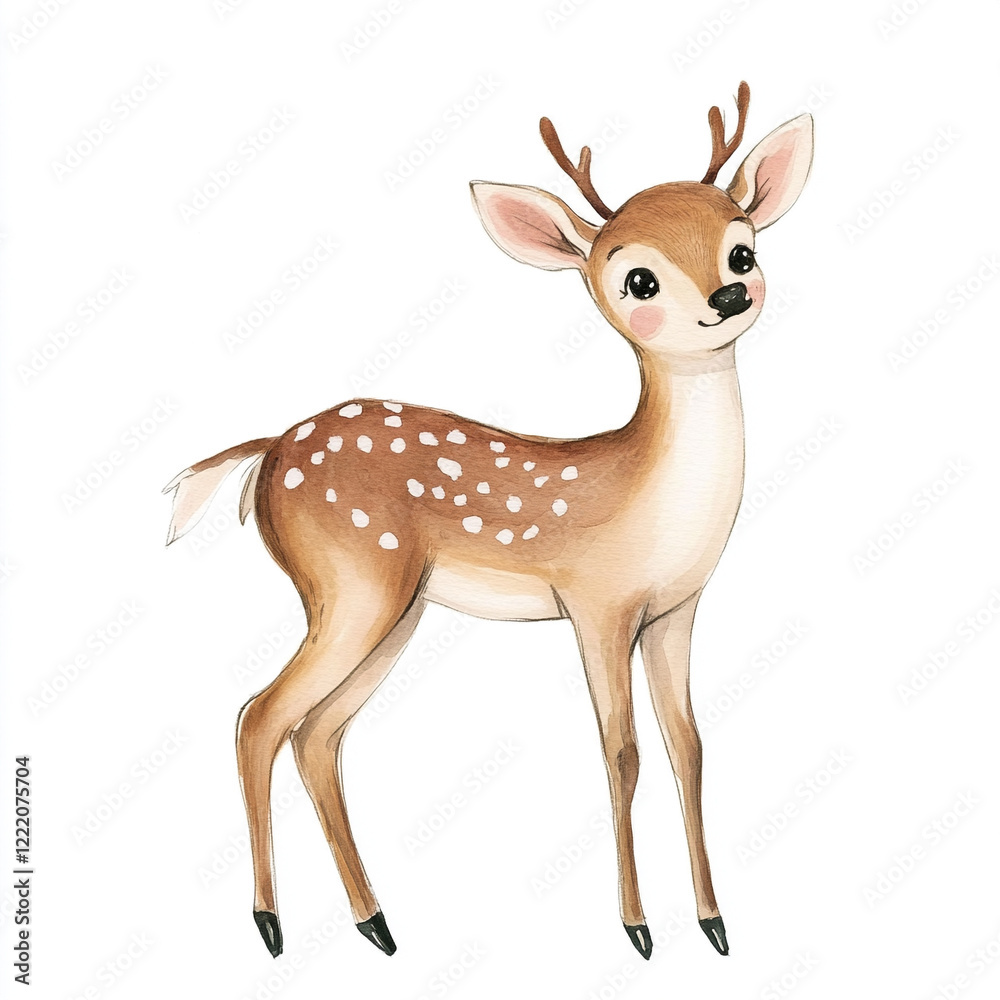 Naklejka premium Minimal Isolated Scene of a Deer Searching for Food in Nature Capturing the Essence of Wildlife and Serenity in a Simple Yet Striking Composition