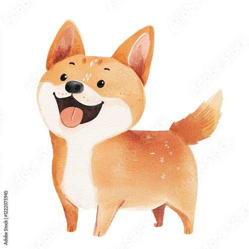 Cute Minimal Isolated Watercolor Dog Barks with Playful Expression Perfect for Pet Lovers Illustrations and Animal Art Enthusiasts Seeking Whimsical Decor