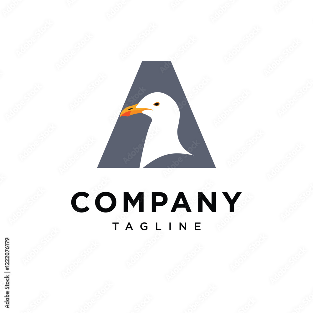 Obraz premium Letter A Seagull Logo Icon Vector
