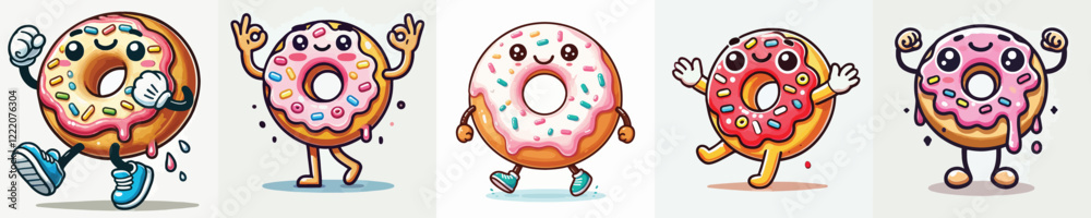 Obraz premium Cute donut vector has hands and feet