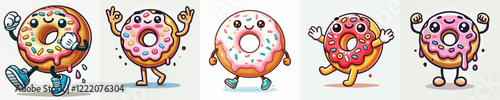Cute donut vector has hands and feet