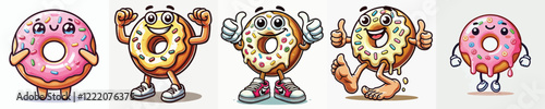 Cute donut vector has hands and feet