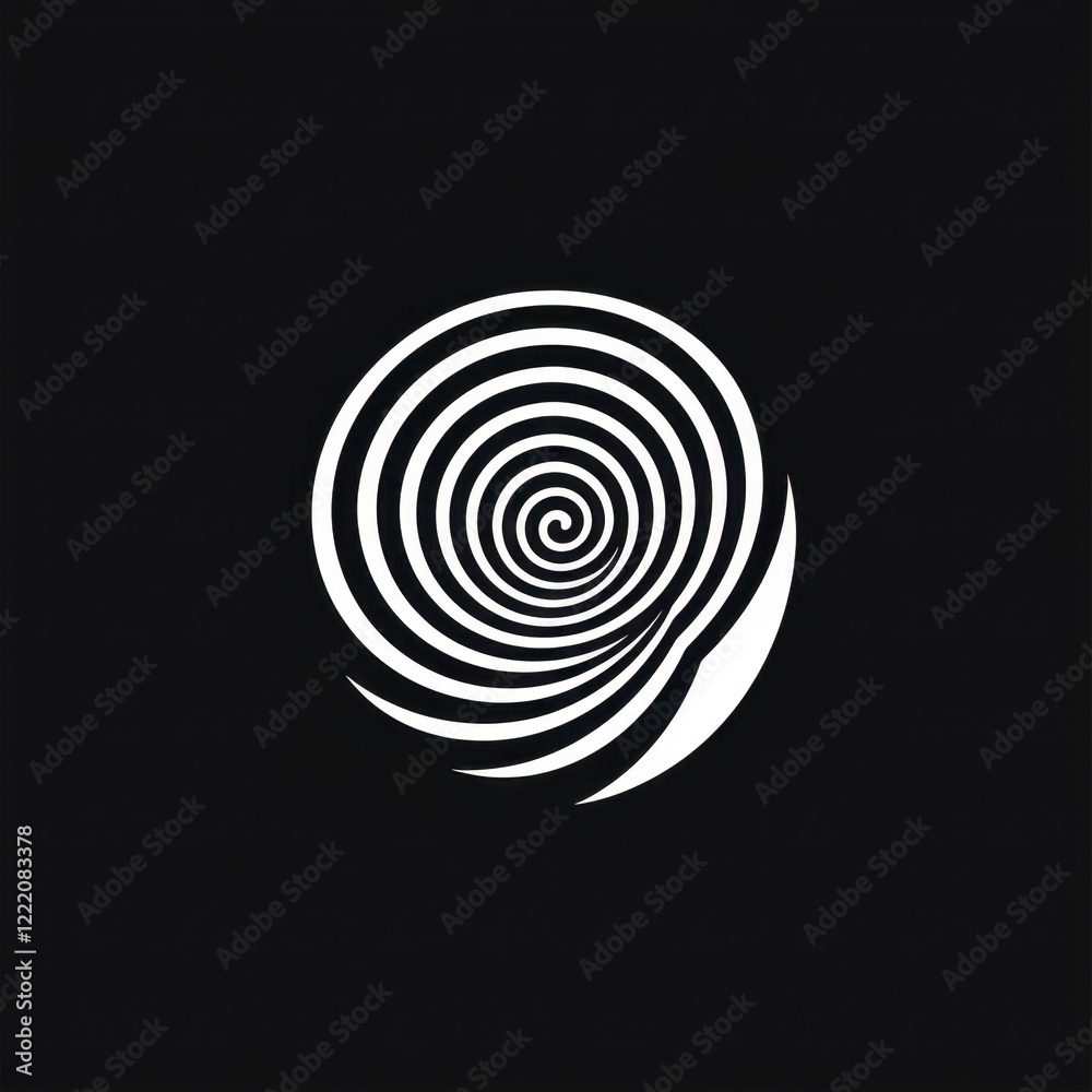 Abstract Black and White Spiral Pattern with Circular Design Elements Abstract Black and White Spiral Pattern with Circular Design Elements