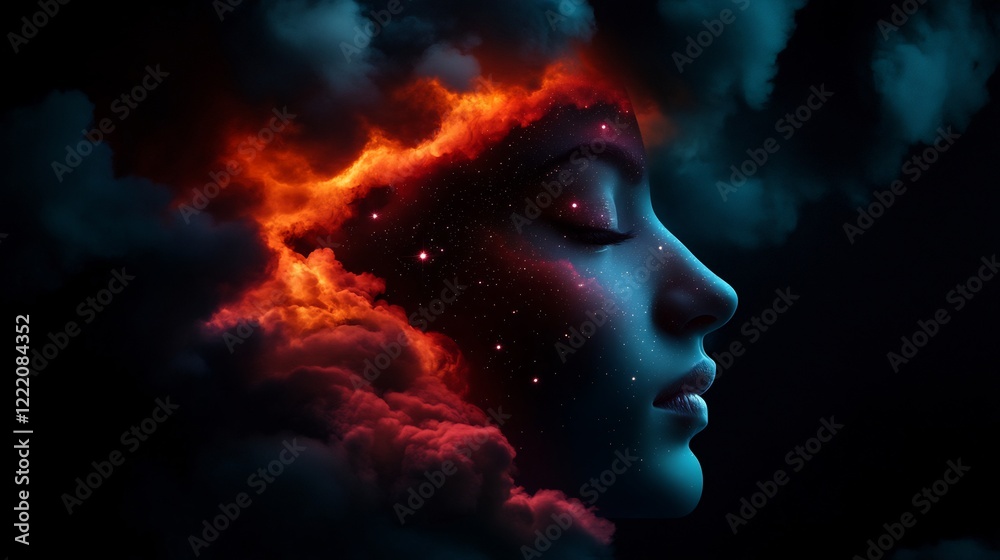 Cosmic Dream: A Surreal Portrait of a Woman Embracing the Universe Cosmic Dream: A Surreal Portrait of a Woman Embracing the Universe