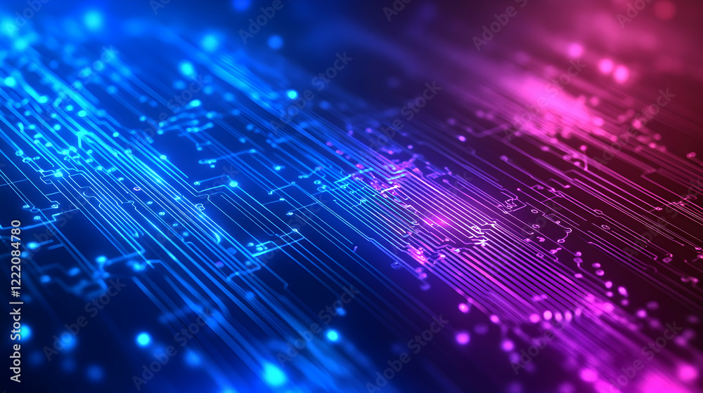 Abstract digital data flow, glowing circuits, network, technology background Abstract digital data flow, glowing circuits, network, technology background