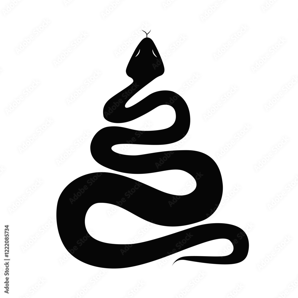 Fototapeta premium Snake icon. Black rattlesnake. Simple snake silhouette, isolated vector illustration. 