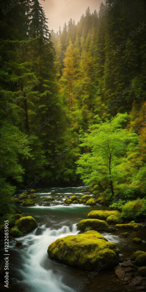 Obraz premium mountain river in the forest