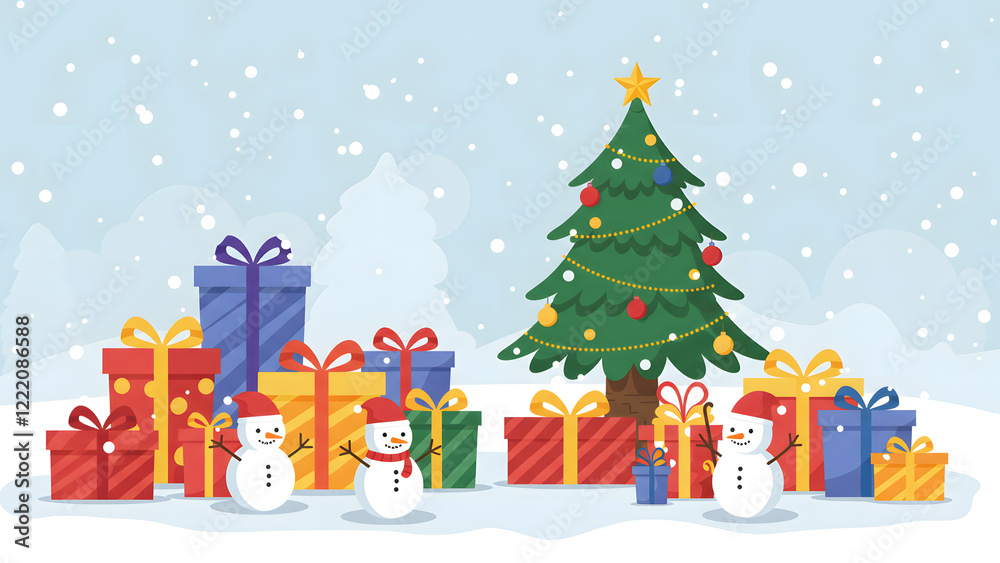Naklejka premium This image is a Christmas-themed illustration. 이 이미지는 크리스마스를 주제로 한 일러스트입니다.