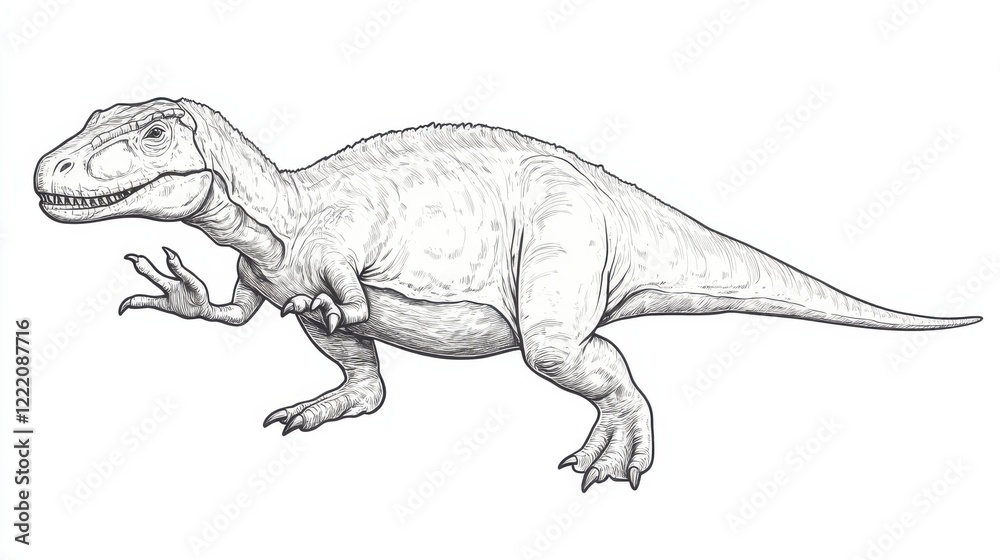 Detailed Illustration of a Tyrannosaurus Rex Dinosaur in Profile Detailed Illustration of a Tyrannosaurus Rex Dinosaur in Profile