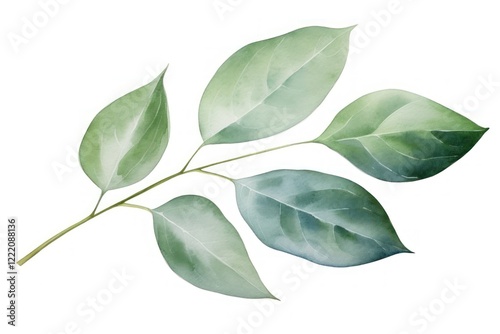 Eucalyptus leaf plant tree white background.