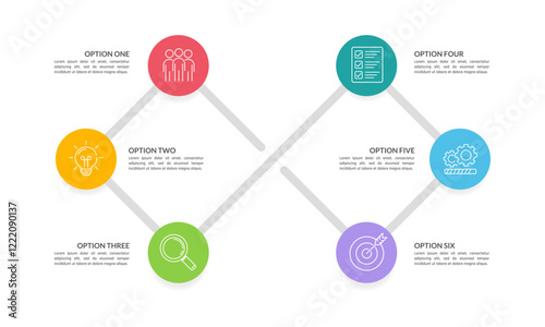 Business Infographic, 6 Key Elements in the Business Cycle. Presentation, Banner, Poster, Plan and Strategy. Vector illustration.