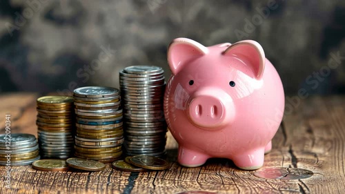 The Piggybank and Coins photo