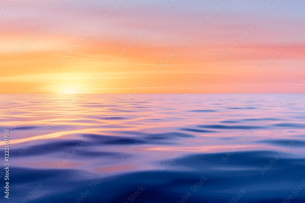 Breathtaking sunset over the calm ocean waves with vibrant colors and golden sky reflections at dusk Breathtaking sunset over the calm ocean waves with vibrant colors and golden sky reflections at dusk