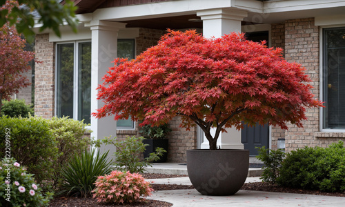 Japanese Maple (Acer palmatum) A small, ornamental tree known for its stunning red, orange, or purple foliage, particularly in